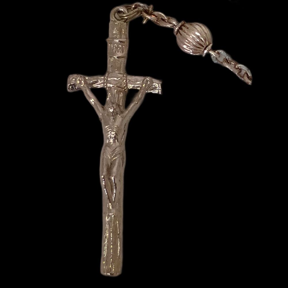 Vintage Pope John Paul II Commemorative Rosary Faux Pearl Glass Beads Silver Ton